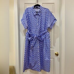 Talbots Cotton Shirtdress in Blue/White | 20W | NWOT